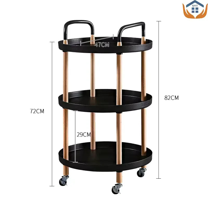 3 Tier Rotating Cart with Wheels for Home (Random Circle/Square) - Clarify.pk