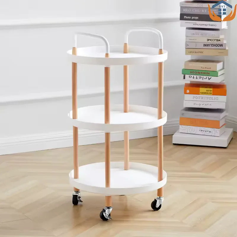 3 Tier Rotating Cart with Wheels for Home (Random Circle/Square) - Clarify.pk