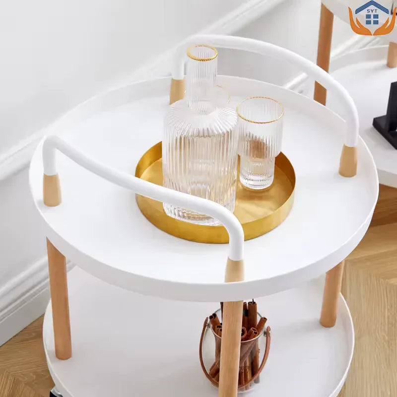 3 Tier Rotating Cart with Wheels for Home (Random Circle/Square) - Clarify.pk