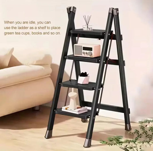 300lbs Foldable Steel Ladder with Shelf - Clarify.pk