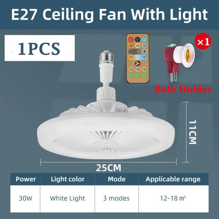 LED Ceiling Fan with Remote Control & Dimmable Light