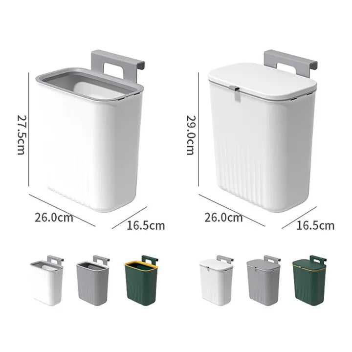 Hanging Cabinet Trash Can with Lid – Kitchen Door & Wall Mounted Waste Bin