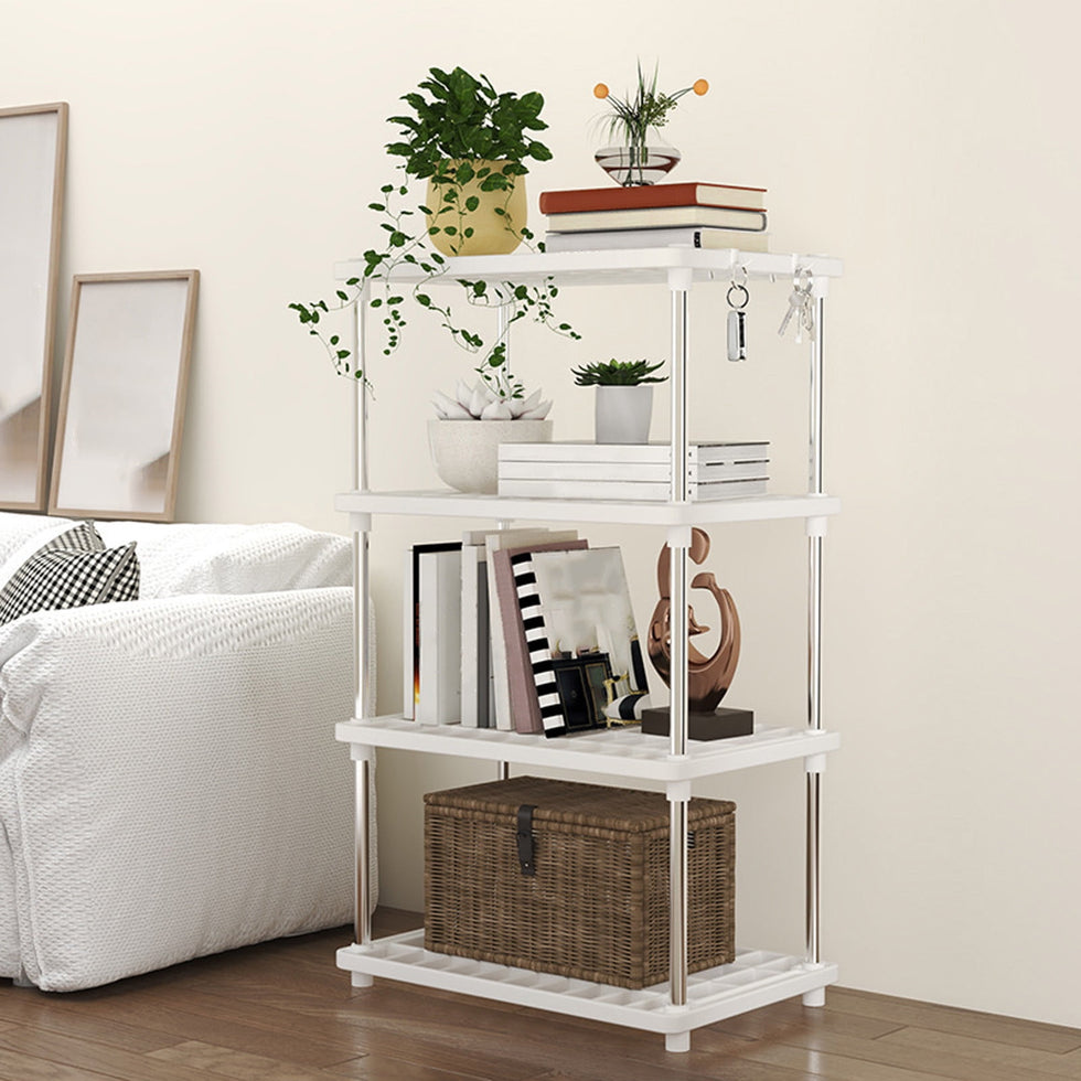 4-Tier Plastic Storage Shelves - Pantry, Kitchen & Bathroom Rack