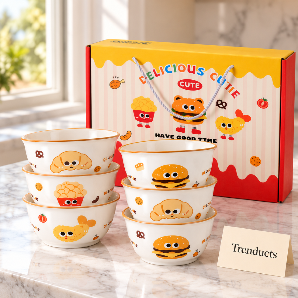 Cute Food Print Bowl Gift Set of 6 - Kids Bowls