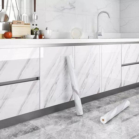 Self-Adhesive Marble-Style Wallpaper Stickers for Kitchen Cabinets and Furniture Decor - Clarify.pk