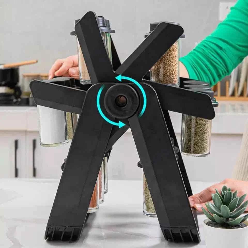 18-Piece Spice Jar Set with Rotating Rack for Easy Access and Organization - Clarify.pk