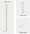 Luxury Gold Accent Metal Clothes Rack with Circular Marble-Style Base