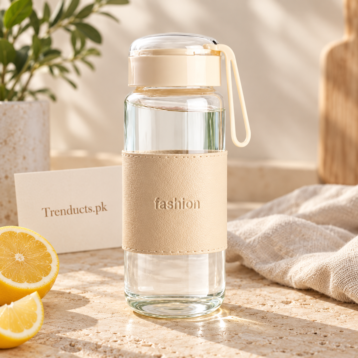 400ml Glass Bottle Cup with Protective Sleeve (Random Color)