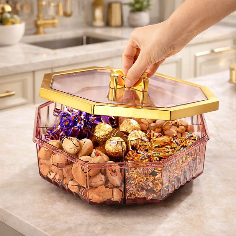 Luxury Hexagon Dry Fruit Box with Golden Lid