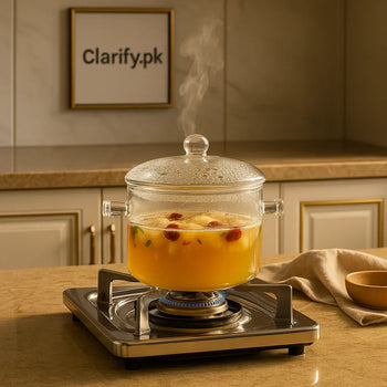 Borosilicate Glass Cooking Pot 1900 ml – Heat-Resistant - Clarify.pk