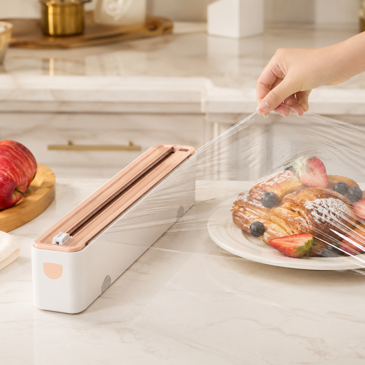 Compact Kitchen Wrap Cutter with Sliding Blade