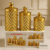 Arabian Style Glass Storage Jar – Golden Lid Food Container (3 pcs set) - Clarify.pk