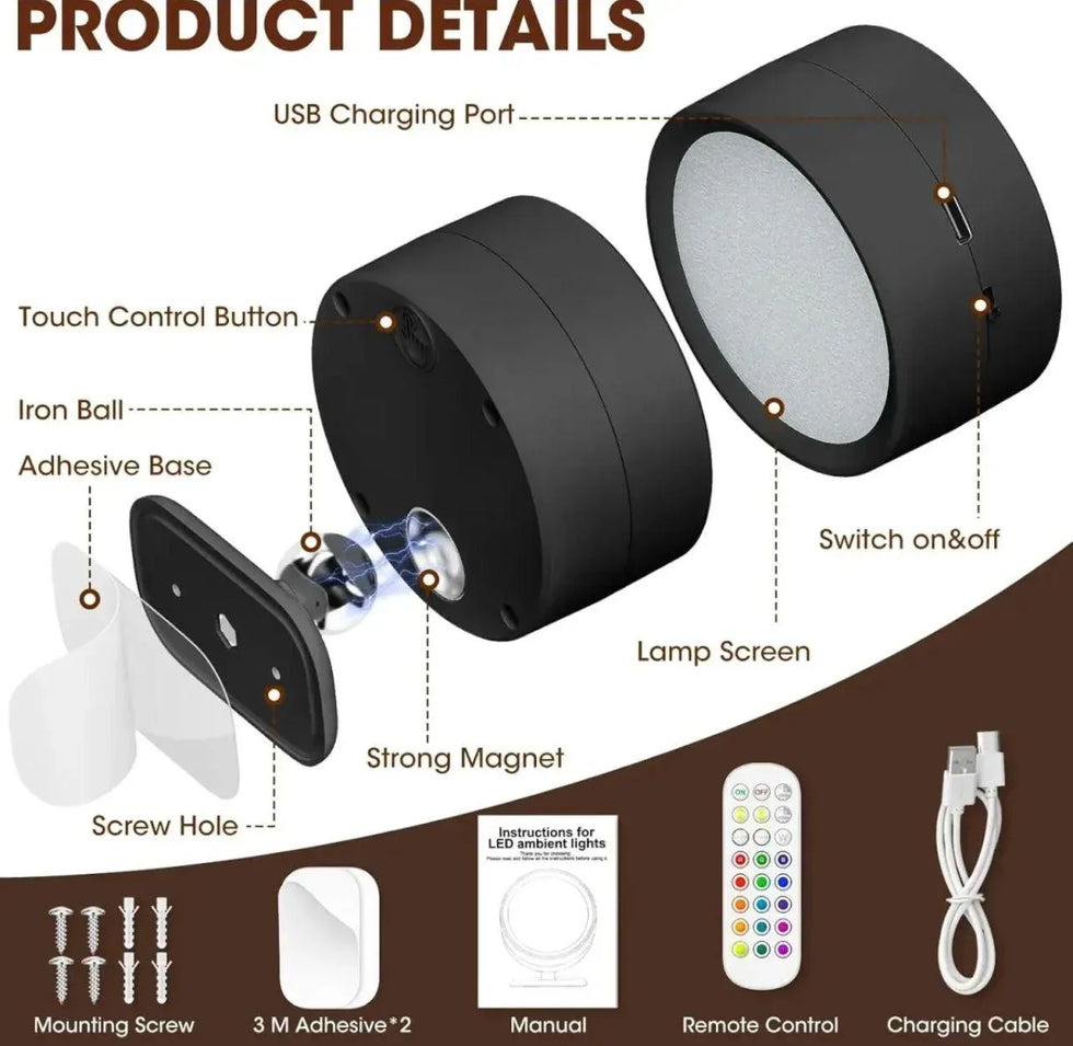 360 Degree LED Wall Lamp with Remote Control - Clarify.pk