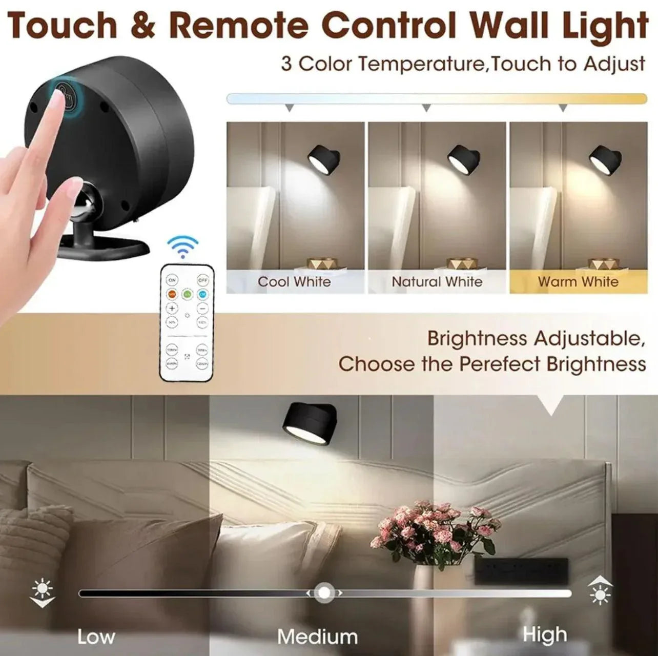360 Degree LED Wall Lamp with Remote Control - Clarify.pk