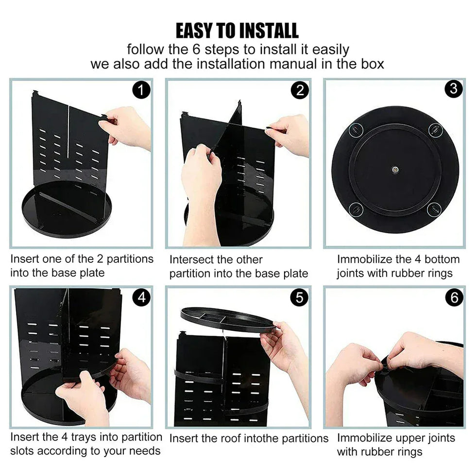 360 Degree Makeup Organizer for Cosmetics (Random colour)