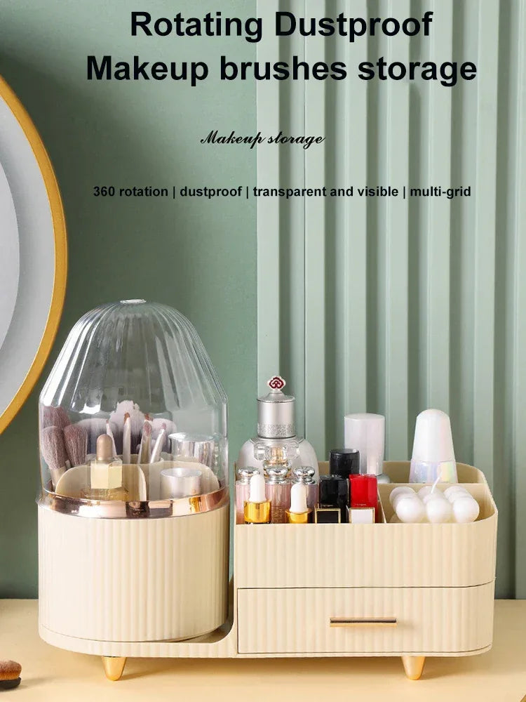 360 Degree Rotating Makeup Organizer with Brush Holder