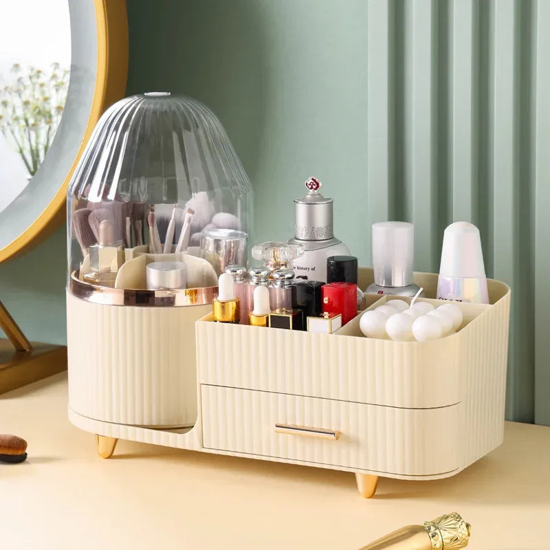 360 Degree Rotating Makeup Organizer with Brush Holder
