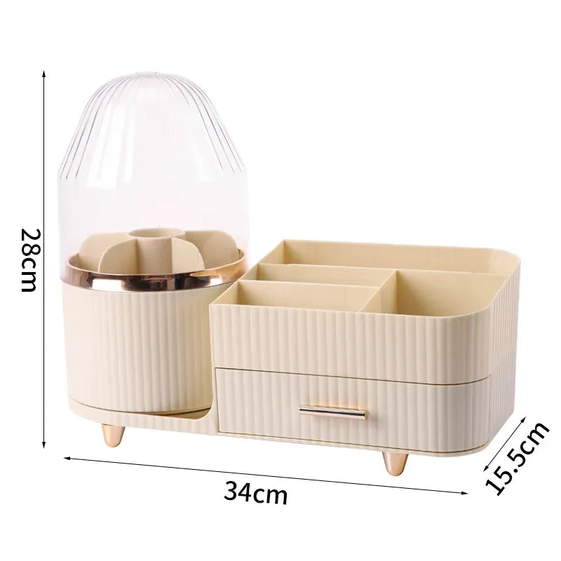360 Degree Rotating Makeup Organizer with Brush Holder