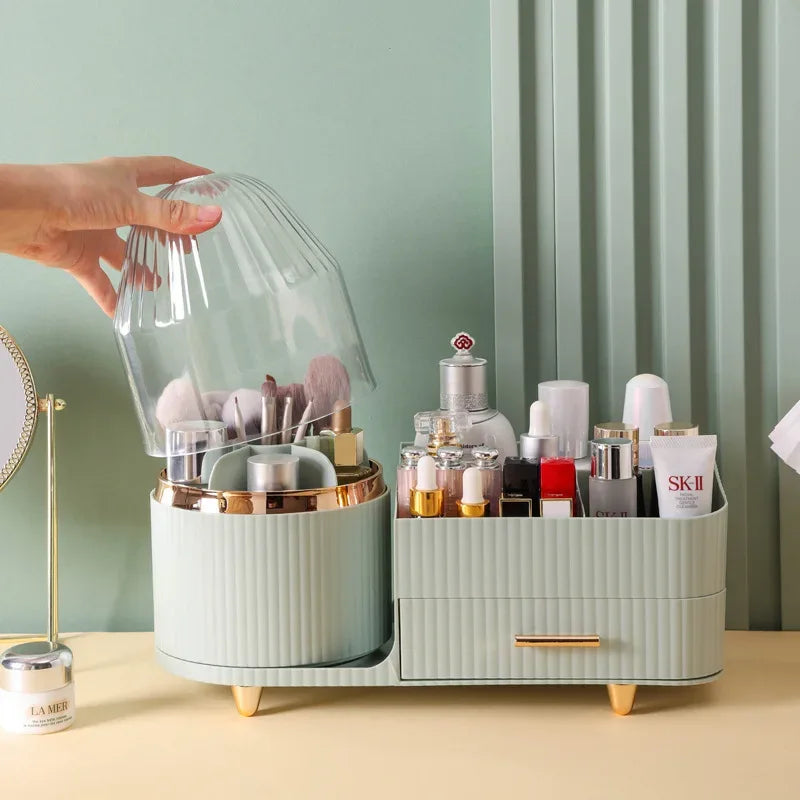 360 Degree Rotating Makeup Organizer with Brush Holder