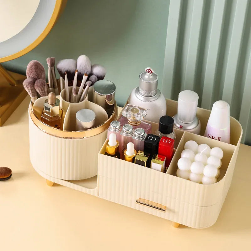 360 Degree Rotating Makeup Organizer with Brush Holder