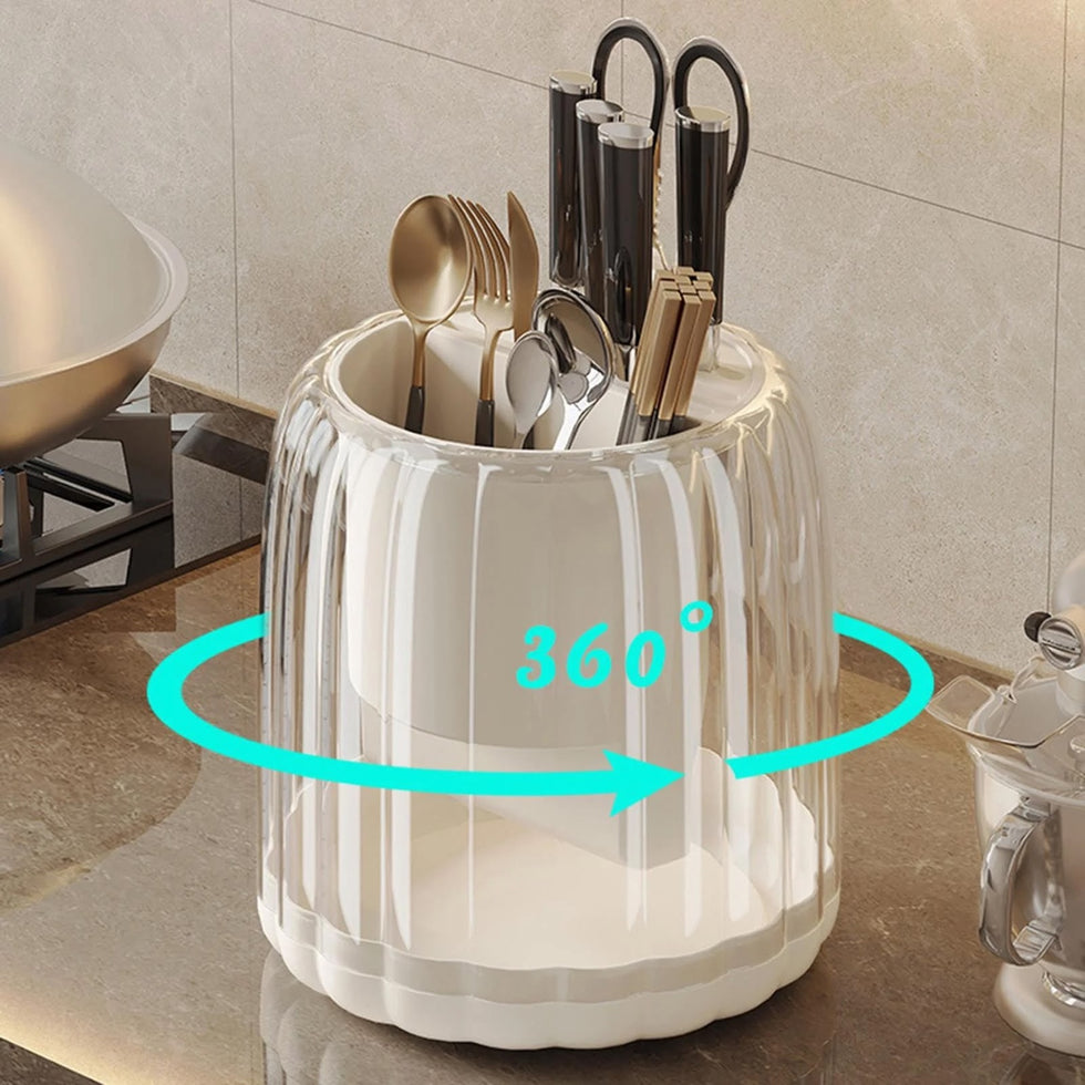 360° Rotating Acrylic Cutlery Holder Organizer