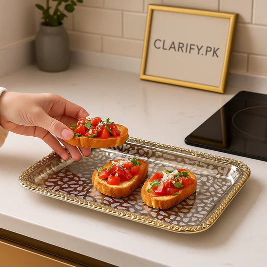 Stainless Steel Dish Tray – Rust-Resistant Serving Platter - Clarify.pk
