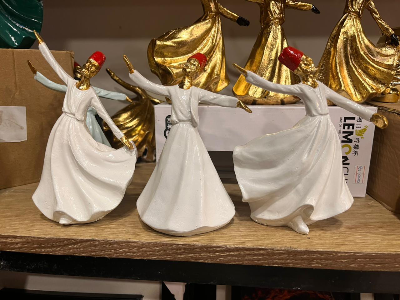 Modern White Sufi Dervish Dancing Figurines – Set of 3 Décor - Clarify.pk