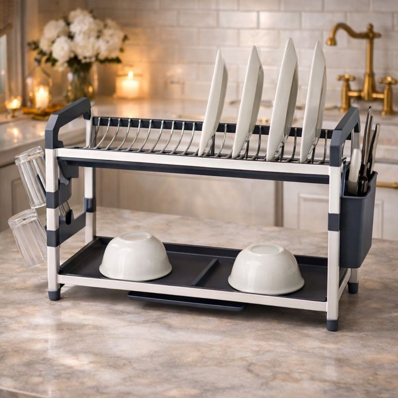 Binca 2-Tier Aluminium Dish Rack – Rust-Proof Modernity