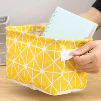 Mini Cotton Desktop Storage Basket - Stylish and Foldable Organizational Solution - Clarify.pk
