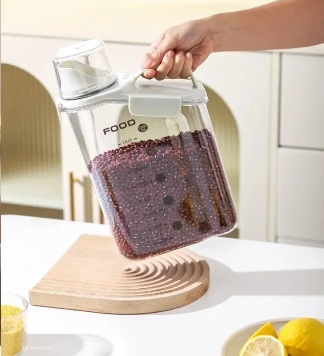 Premium Cereal Dispenser - Grain Jar with Measuring Cup