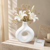 Teardrop Ring White Ceramic Vase