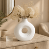 Minimalist Donut White Ceramic Vase