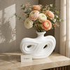 Double-Wave Sculptural White Ceramic Vase