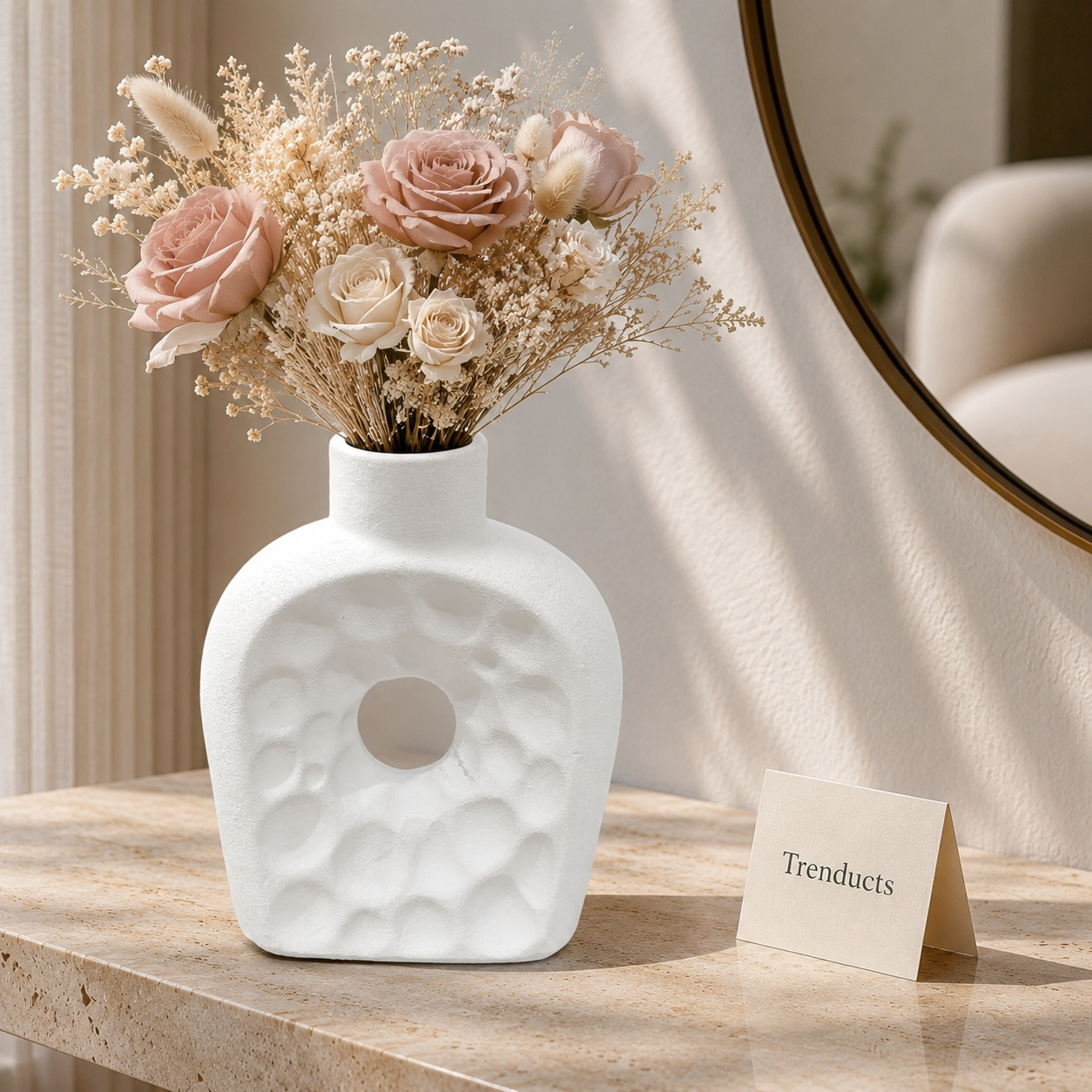 Pebble Arch Ring White Ceramic Vase