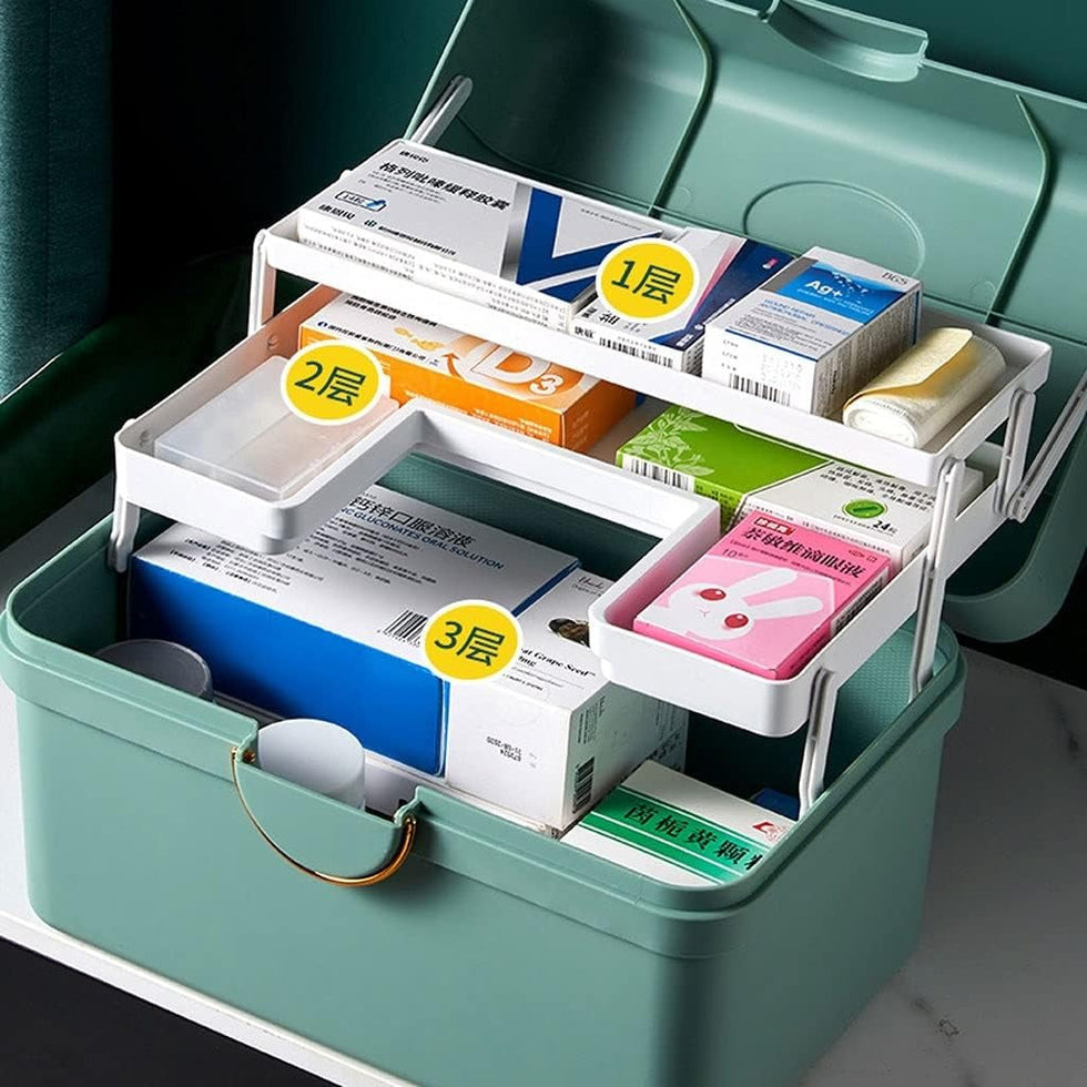 Large Multi-Layer Portable Storage Box with Handle