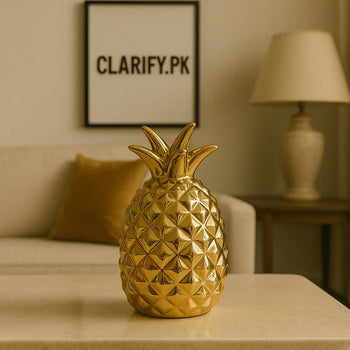 Golden Ceramic Pineapple Decoration – Luxury Home Décor Piece (Small) - Clarify.pk