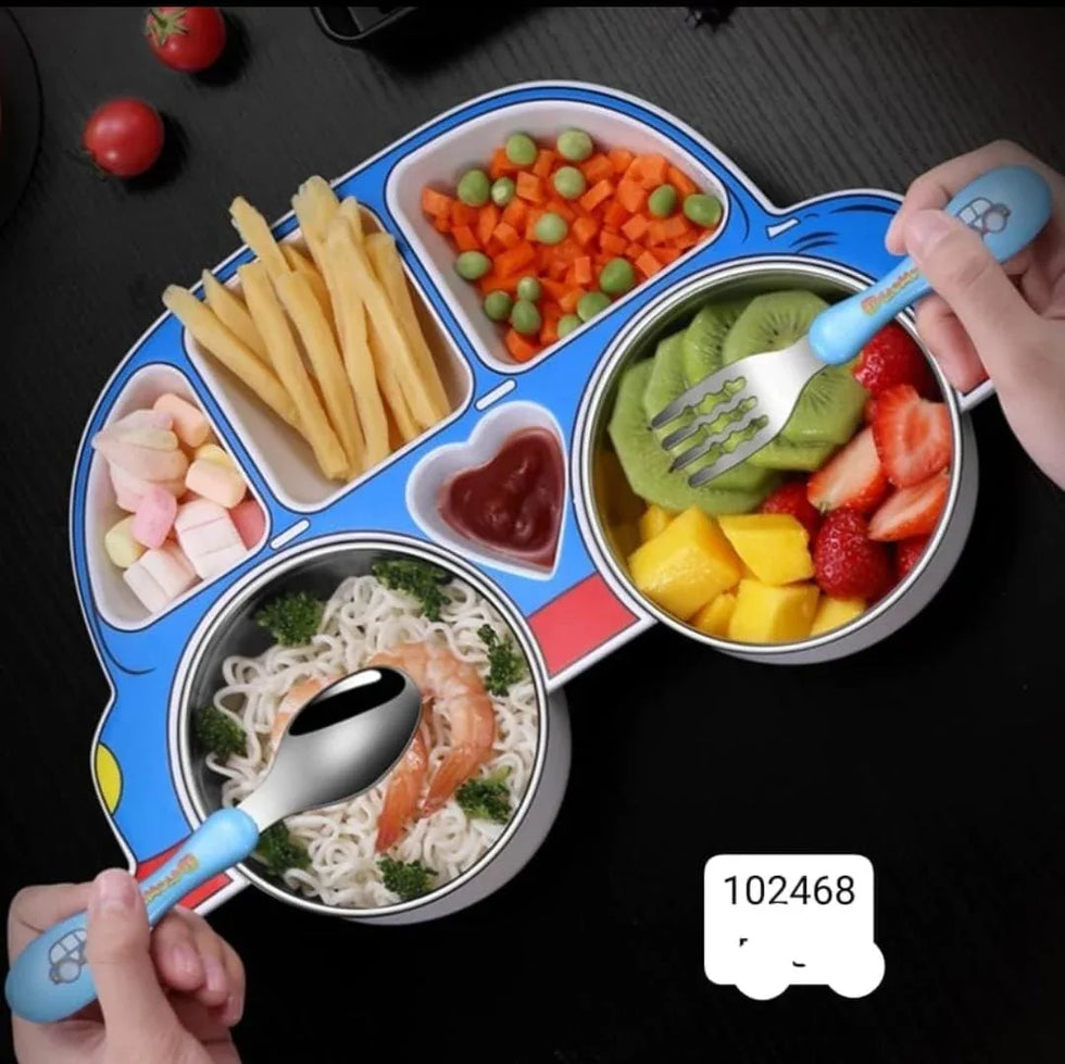 Stainless Steel Portion Car Plate Bowl – Durable & BPA-Free - Clarify.pk