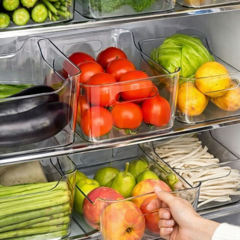 Flat Acrylic Fridge Storage Basket – Clear Organizer