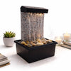 Indoor Rain Curtain Tabletop Fountain with LED Light & Pebbles – Mini Water Feature