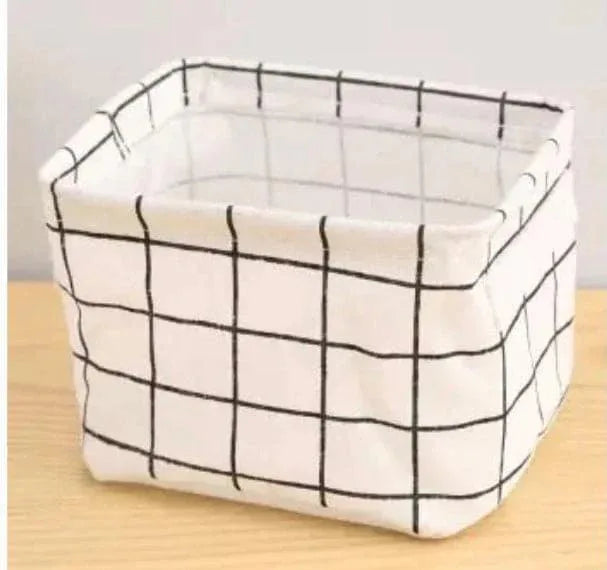 Mini Cotton Desktop Storage Basket - Stylish and Foldable Organizational Solution - Clarify.pk