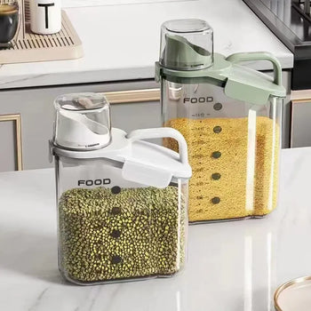 Premium Cereal Dispenser - Grain Jar with Measuring Cup