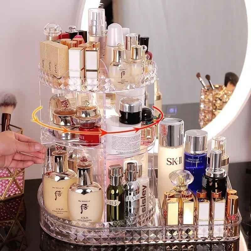 All In One Makeup Organizer 360 Degree Rotation for Ultimate Convenience - Clarify.pk