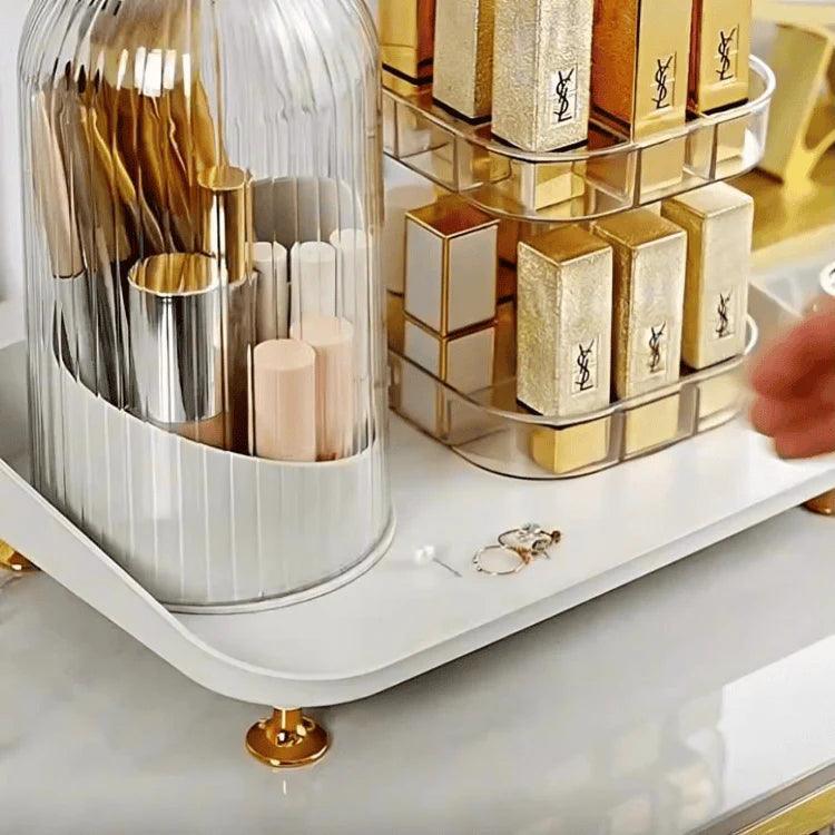 360° Rotating Makeup Brush Organizer and Lipstick Storage Box for Efficient Makeup Storage - Clarify.pk