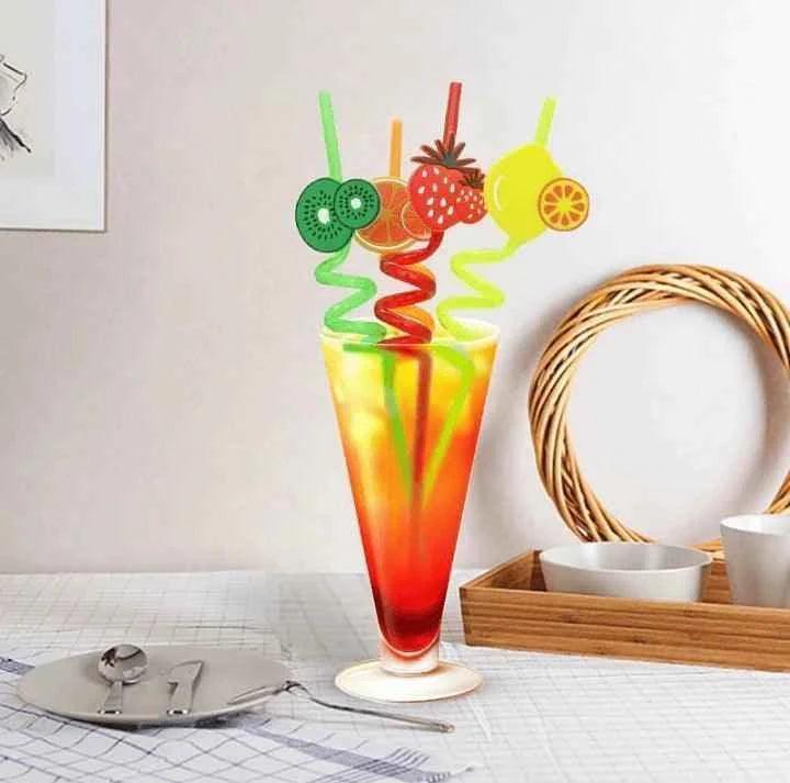 Fruity Straws Pack - 4 Colorful Straws for Fun Drinks