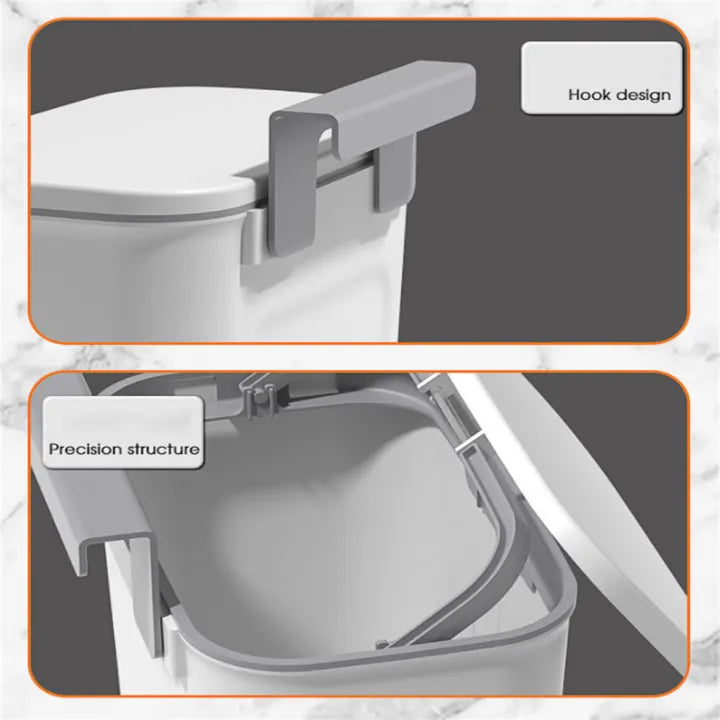 Hanging Cabinet Trash Can with Lid – Kitchen Door & Wall Mounted Waste Bin