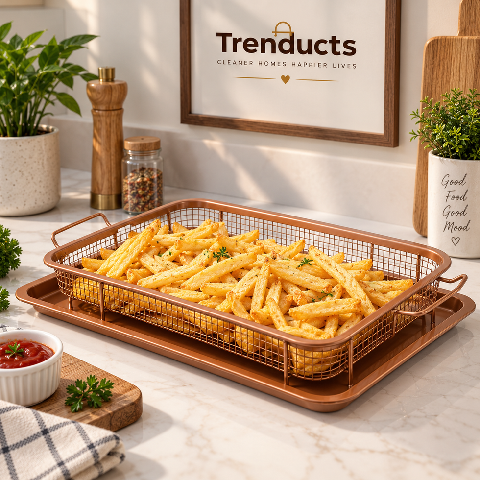 Non-Stick Crisper Tray with Basket – Oven BBQ & French Fries Baking Tray Set