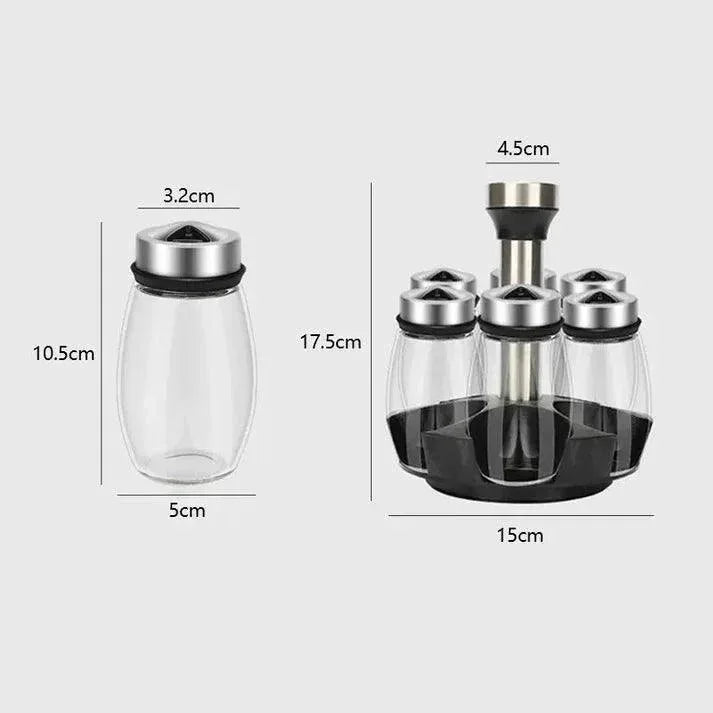 Premium Spice Rack - Rotating Spice Rack Set with 6 High-Quality Containers for Easy Access