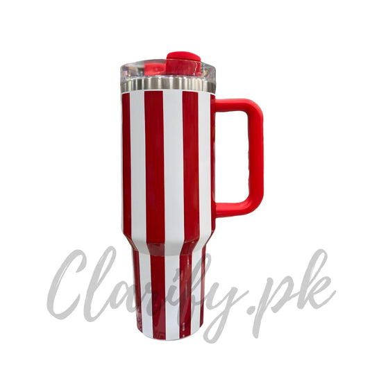 Premium Red Stripe 40oz Tumbler – 1200ml Water Bottle - Clarify.pk