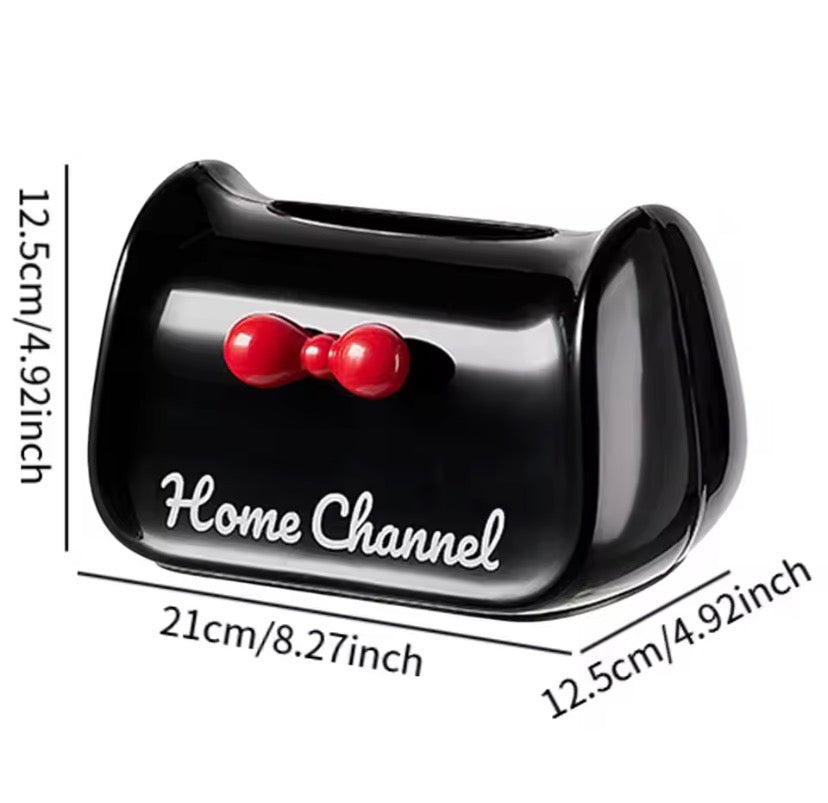 Bow Tissue Box Cover - Glossy Ribbon Tissue Holder