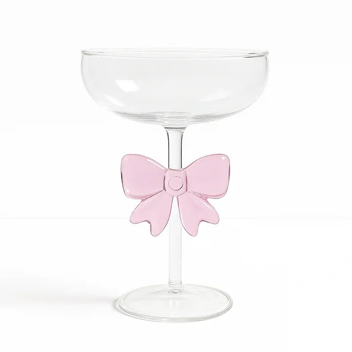 Luxury Glass Dessert Cup with Pink Bow Stem - Clarify.pk